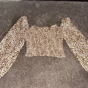 Leopard print off the shoulder top